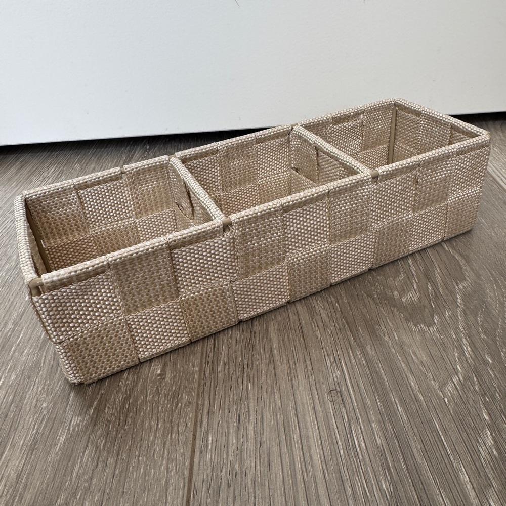 Woven Triple Storage Basket Organizer
